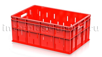 Ящик для молока, мяса, овощей и фруктов малая перфорация дно сплошное красный в Бресте