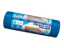 Мешки для мусора 60 л, синие, в рулоне 20 шт., ПНД, 7 мкм, 700х600 мм, MIRPACK Classik, 602051