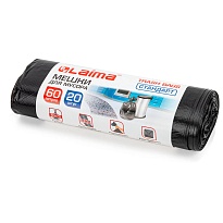 Мешки для мусора 60 л, черные, в рулоне 20 шт., ПНД, 10 мкм, 700х600 мм, LAIMA, 601381 в Бресте