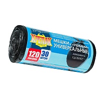 Мешки для мусора 120 л, с ушками, черные, в рулоне 30 шт., ПНД, 15 мкм, 1100х700 мм, Крепак, 4607075710375 в Бресте Мешки для мусора 120 л, с ушками, черные, в рулоне 30 шт., ПНД, 15 мкм, 1100х700 мм, Крепак, 4607075710375 в Бресте