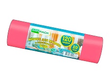 Мешки для мусора 120 л, с завязками, красные, в рулоне 10 шт., ПНД, 15 мкм, 800х750 мм, VIP, Z12010red