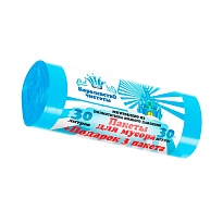 Мешки для мусора 30 л, голубые, в рулоне 30 шт. + 3 пакета в подарок, ПНД, 5 мкм, 560х480 мм, Королевство Чистоты, МК3964 (ПЭКЧ-30-30г) в Бресте