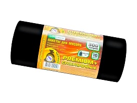 Мешки для мусора 300 л, черные, в рулоне 10 шт., ПВД 70 мкм, 1400х1000 мм, PREMIUM+, 30010160 в Бресте