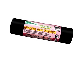 Мешки для мусора 180 л, ароматизированные, черные, в рулоне 10 шт., ПВД, 50 мкм, 1100х930 мм, EXTRA black, 18008301 в Бресте
