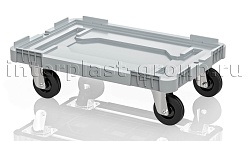 Тележка пластиковая сплошная без тормозов усиленная серая