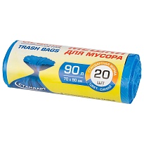 Мешки для мусора 90 л, синие, в рулоне 20 шт., ПНД, 14 мкм, 900х700 мм, LAIMA ULTRA, 607693 в Бресте