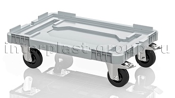 Тележка пластиковая сплошная 2 колеса с тормозом серая в Бресте