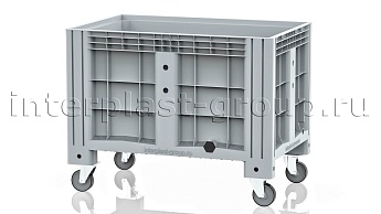 Контейнер iBox сплошной на колесах с пробкой 2 дюйма серый в Бресте
