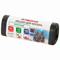 Мешки для мусора 90 л, черные, в рулоне 10 шт., ПВД, 25 мкм, 950х600 мм, LAIMA, 605332 в Бресте