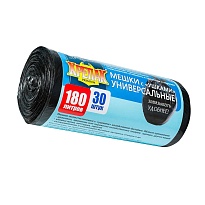 Мешки для мусора 180 л, с ушками, черные, в рулоне 30 шт., ПНД, 20 мкм, 1150х800 мм, Крепак, 4607075710399 в Бресте