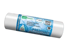 Мешки для мусора 300 л, белые, в рулоне 10 шт., ПВД 70 мкм, 1400х1000 мм, PREMIUM+, 300101602 в Бресте