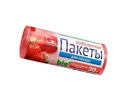 Мешки для мусора 30 л, ароматизированные, Клубника, красные, в рулоне 20 шт., ПНД, 9 мкм, 560х530 мм, GRIFON Aroma, 101-020 K в Бресте